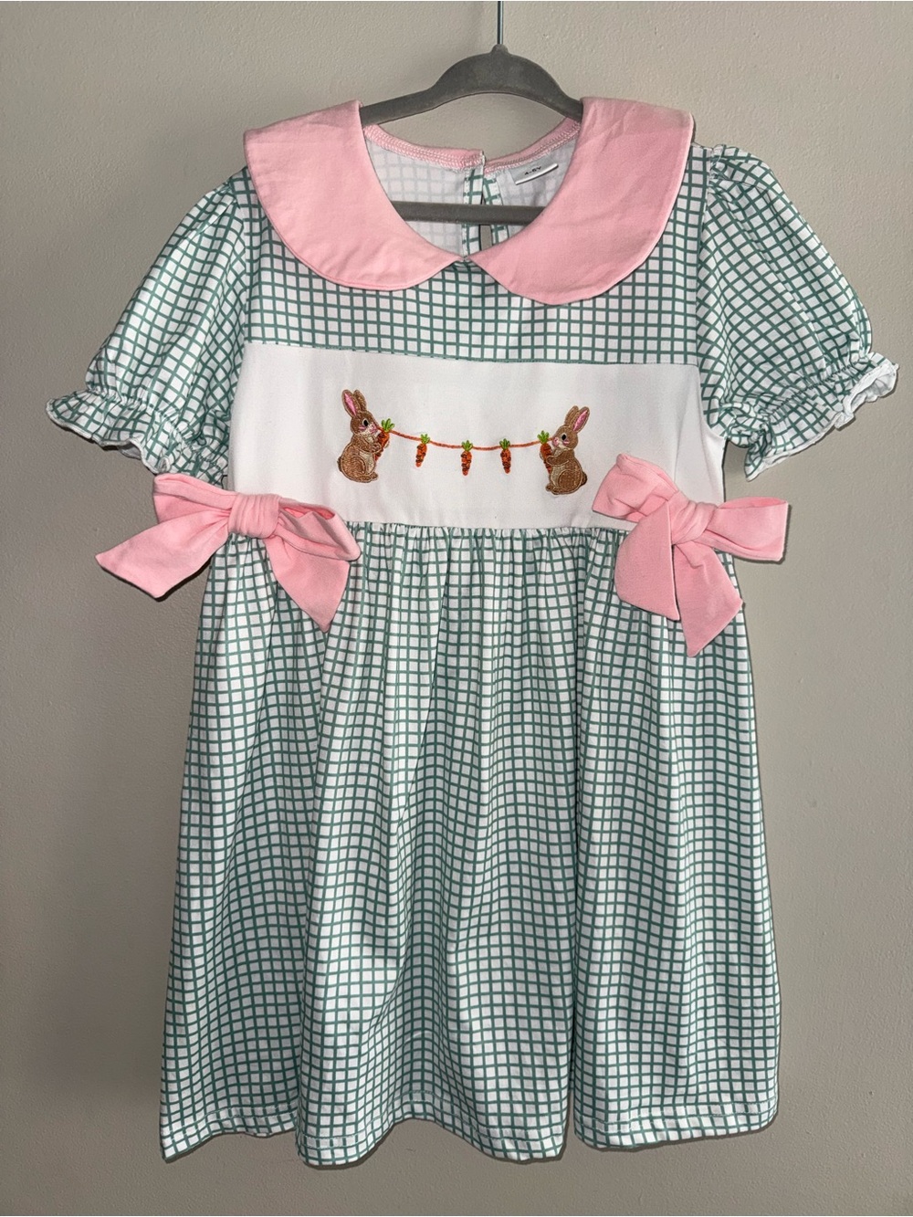 Pink & Green Easter Spring Bunny Boutique Girls Dress Size 4/5 🐰